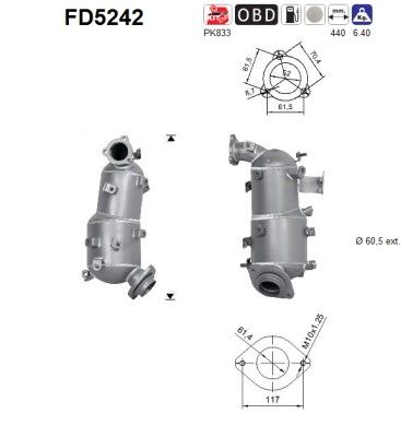 Soot/Particulate Filter, exhaust system AS FD5242