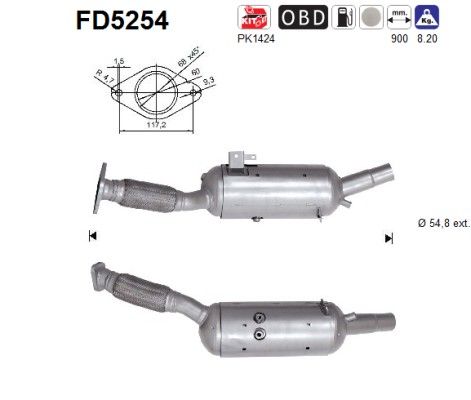 AS FD5254 Soot/Particulate Filter, exhaust system