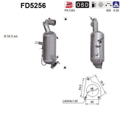 AS FD5256 Soot/Particulate Filter, exhaust system