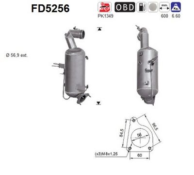 Soot/Particulate Filter, exhaust system AS FD5256