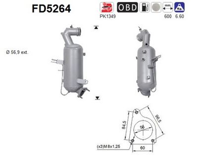 Soot/Particulate Filter, exhaust system AS FD5264