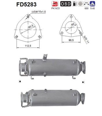 Soot/Particulate Filter, exhaust system AS FD5283