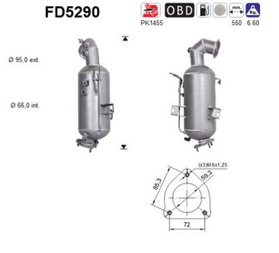 Soot/Particulate Filter, exhaust system AS FD5290