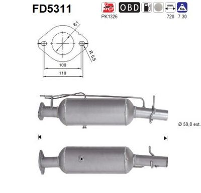 Soot/Particulate Filter, exhaust system AS FD5311