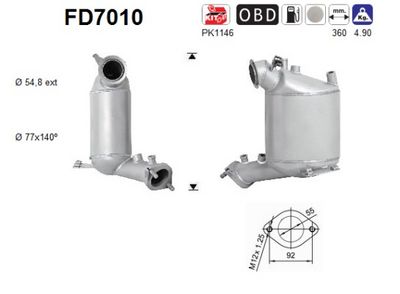 Soot/Particulate Filter, exhaust system AS FD7010