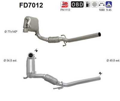 Soot/Particulate Filter, exhaust system AS FD7012