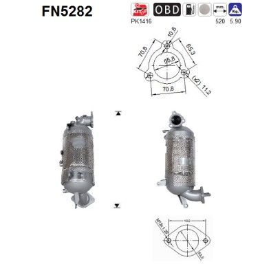 AS FN5282 Soot/Particulate Filter, exhaust system