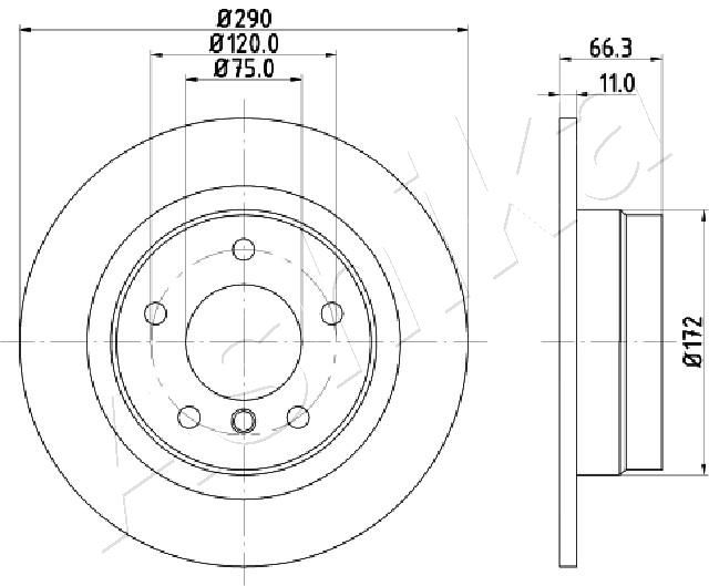 ASHIKA 61-00-0103 Brake Disc