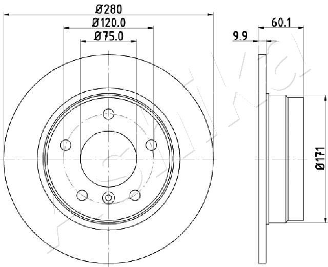 ASHIKA 61-00-0107 Brake Disc