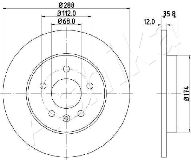 ASHIKA 61-00-0908 Brake Disc