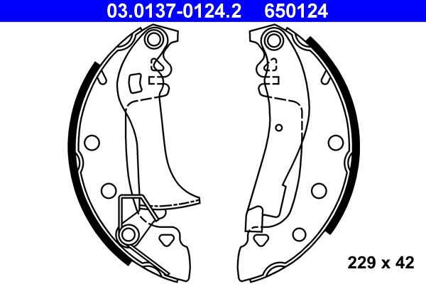 ATE 03.0137-0124.2 Brake Shoe Set