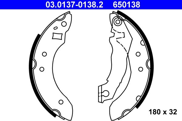 ATE 03.0137-0138.2 Brake Shoe Set