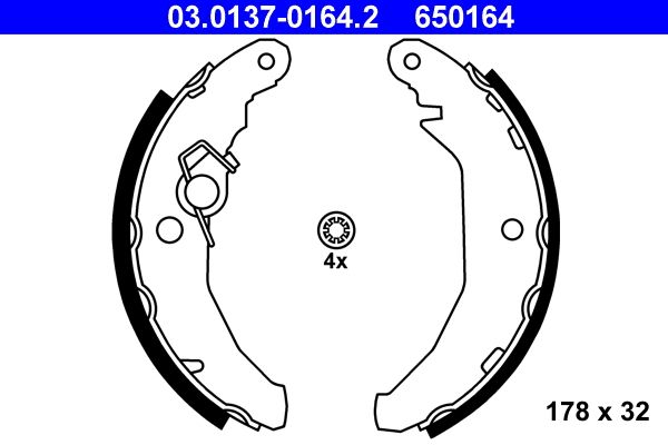 ATE 03.0137-0164.2 Brake Shoe Set