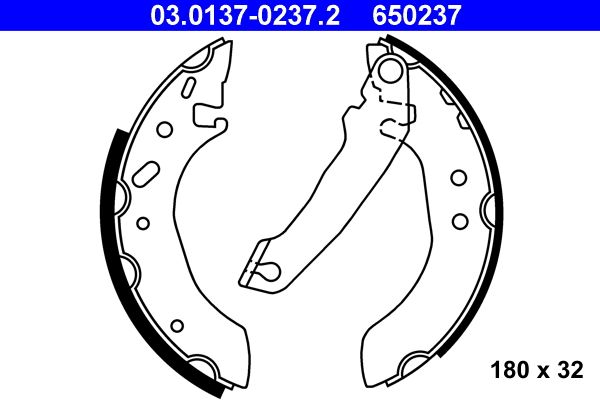 ATE 03.0137-0237.2 Brake Shoe Set