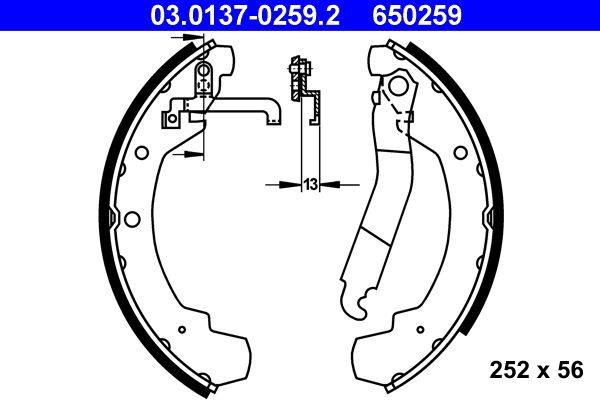 ATE 03.0137-0259.2 Brake Shoe Set