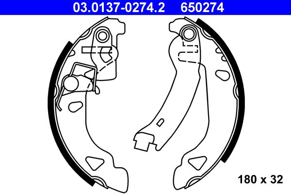 ATE 03.0137-0274.2 Brake Shoe Set