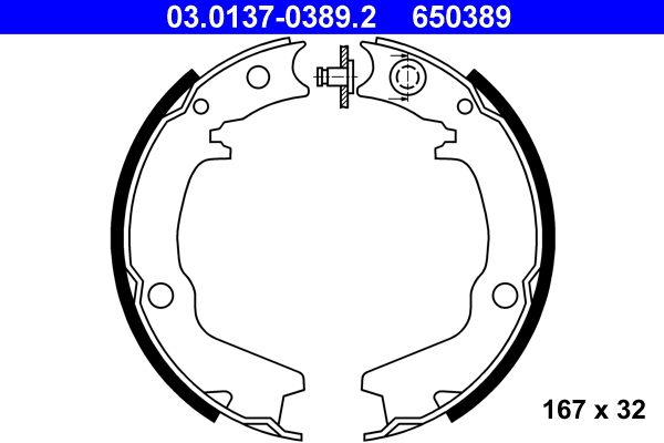 ATE 03.0137-0389.2 Brake Shoe Set, parking brake