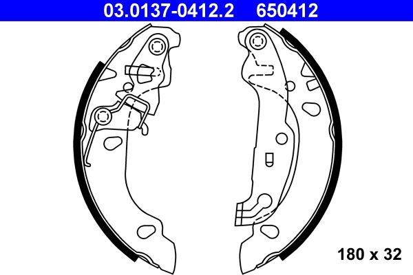 ATE 03.0137-0412.2 Brake Shoe Set