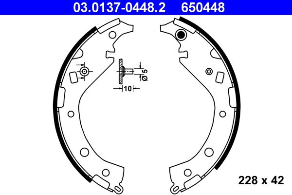 ATE 03.0137-0448.2 Brake Shoe Set
