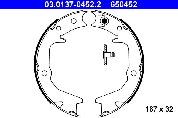 ATE 03.0137-0452.2 Brake Shoe Set, parking brake