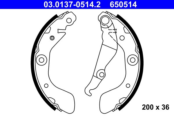 ATE 03.0137-0514.2 Brake Shoe Set