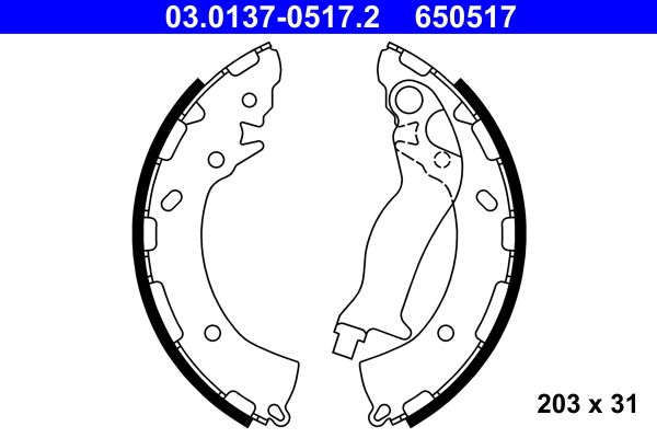 ATE 03.0137-0517.2 Brake Shoe Set