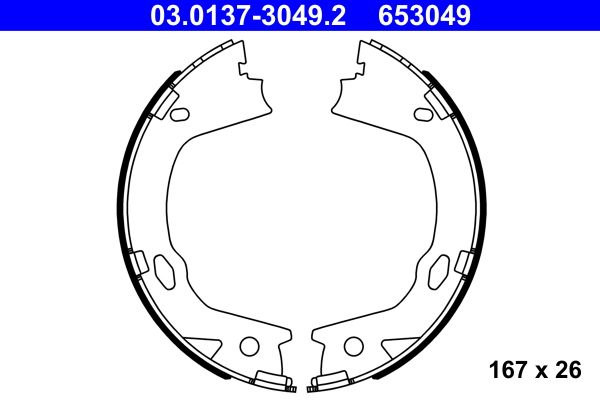 ATE 03.0137-3049.2 Brake Shoe Set, parking brake