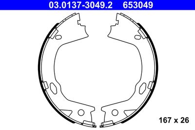 Brake Shoe Set, parking brake ATE 03.0137-3049.2