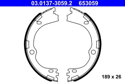 Brake Shoe Set, parking brake ATE 03.0137-3059.2