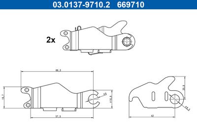 Accessory Kit, parking brake shoes ATE 03.0137-9710.2