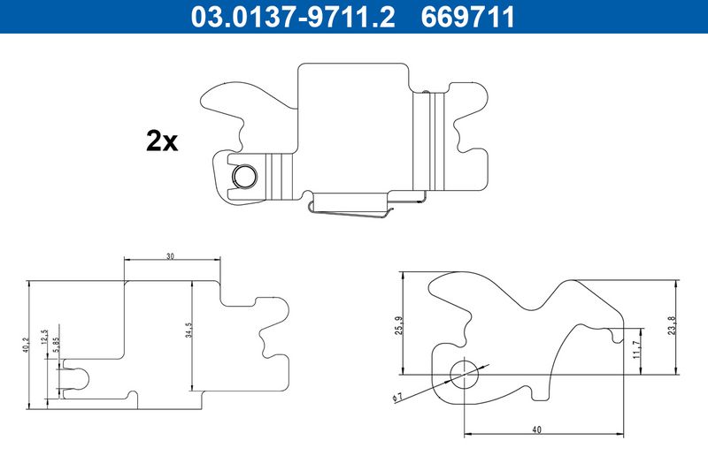 ATE 03.0137-9711.2 Accessory Kit, parking brake shoes
