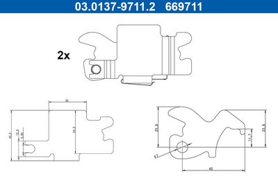 Accessory Kit, parking brake shoes ATE 03.0137-9711.2