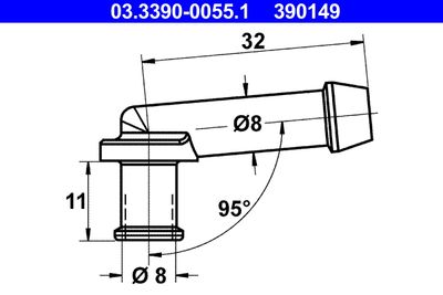 Connection Piece, hose line ATE 03.3390-0055.1