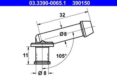 Connection Piece, hose line ATE 03.3390-0065.1