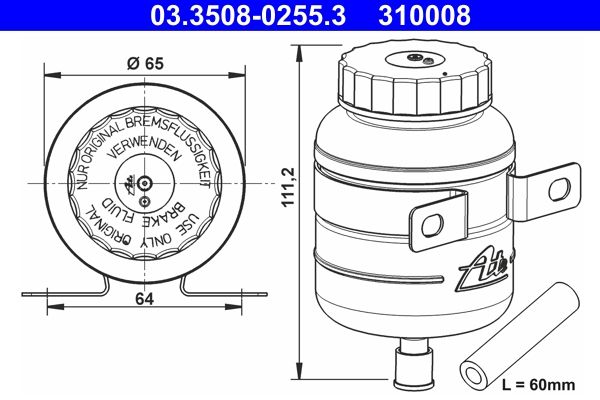 ATE 03.3508-0255.3 Fluid Reservoir, brake fluid