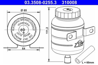 Fluid Reservoir, brake fluid ATE 03.3508-0255.3