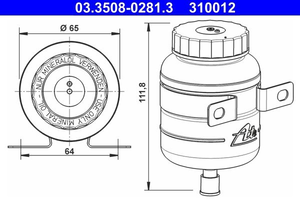ATE 03.3508-0281.3 Fluid Reservoir, brake fluid