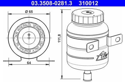 Fluid Reservoir, brake fluid ATE 03.3508-0281.3