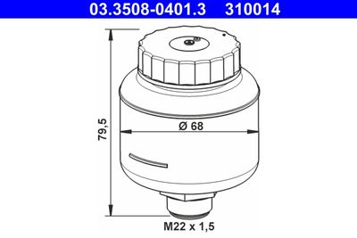 Fluid Reservoir, brake fluid ATE 03.3508-0401.3