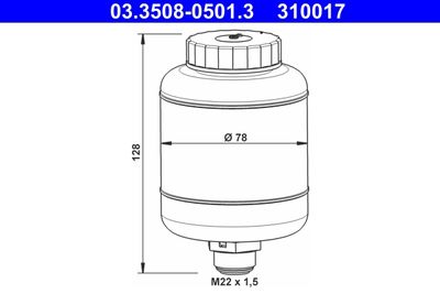 Fluid Reservoir, brake fluid ATE 03.3508-0501.3