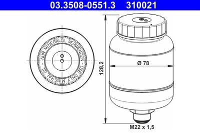 Fluid Reservoir, brake fluid ATE 03.3508-0551.3