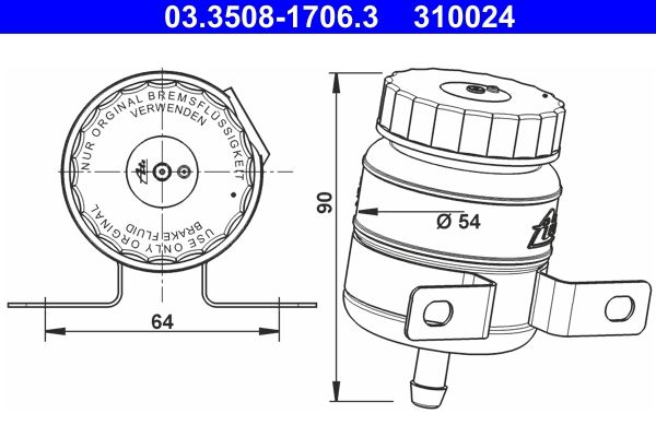 ATE 03.3508-1706.3 Fluid Reservoir, brake fluid