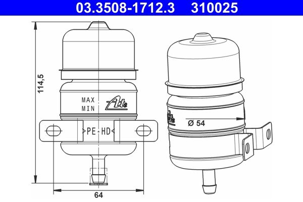ATE 03.3508-1712.3 Fluid Reservoir, brake fluid