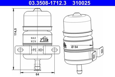 Fluid Reservoir, brake fluid ATE 03.3508-1712.3