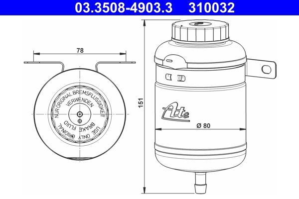 ATE 03.3508-4903.3 Fluid Reservoir, brake fluid