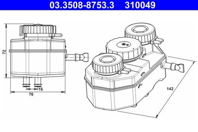 Fluid Reservoir, brake fluid ATE 03.3508-8753.3