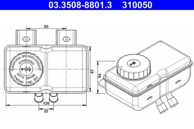 Fluid Reservoir, brake fluid ATE 03.3508-8801.3