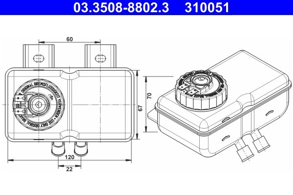 ATE 03.3508-8802.3 Fluid Reservoir, brake fluid