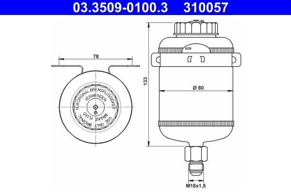 ATE 03.3509-0100.3 Fluid Reservoir, brake fluid