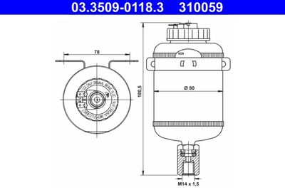 Fluid Reservoir, brake fluid ATE 03.3509-0118.3